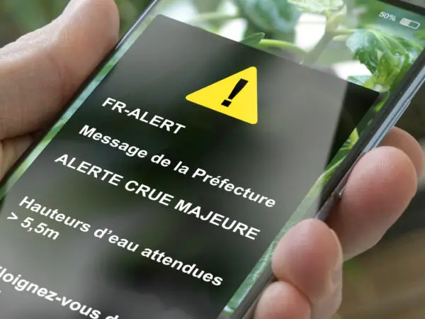 Alerte crue majeure, inondation, message préfecture téléphone