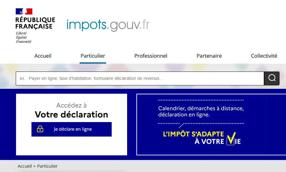 Site internet des Impôts ©Capture d'écran