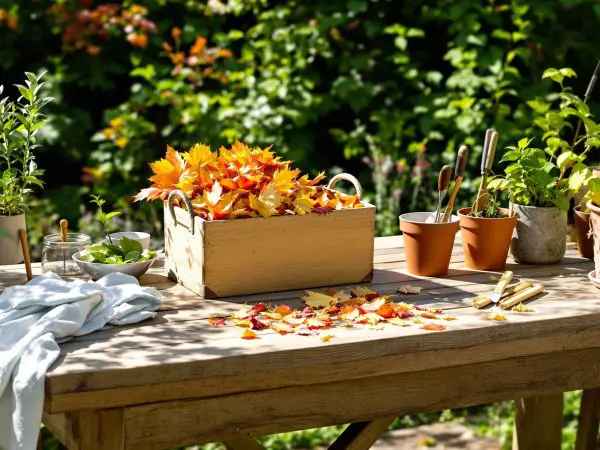 Récolte d'orties dans le jardin