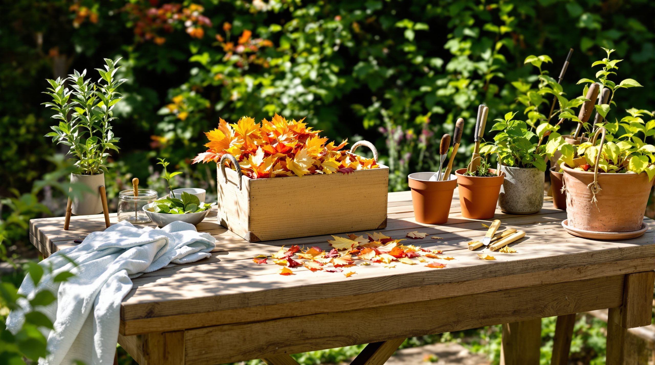 Récolte d'orties dans le jardin