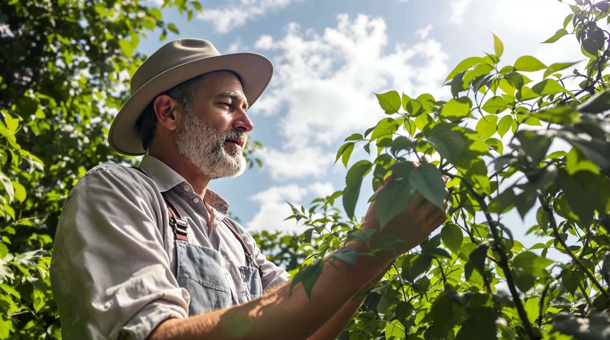Jardinier_inspectant_plant_de_tomate