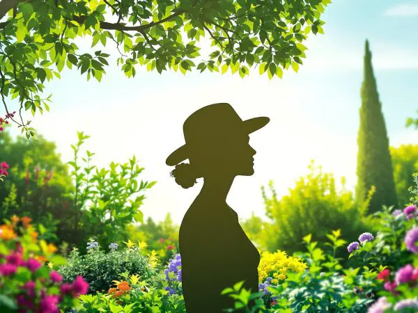 Jardinier parmi les arbustes