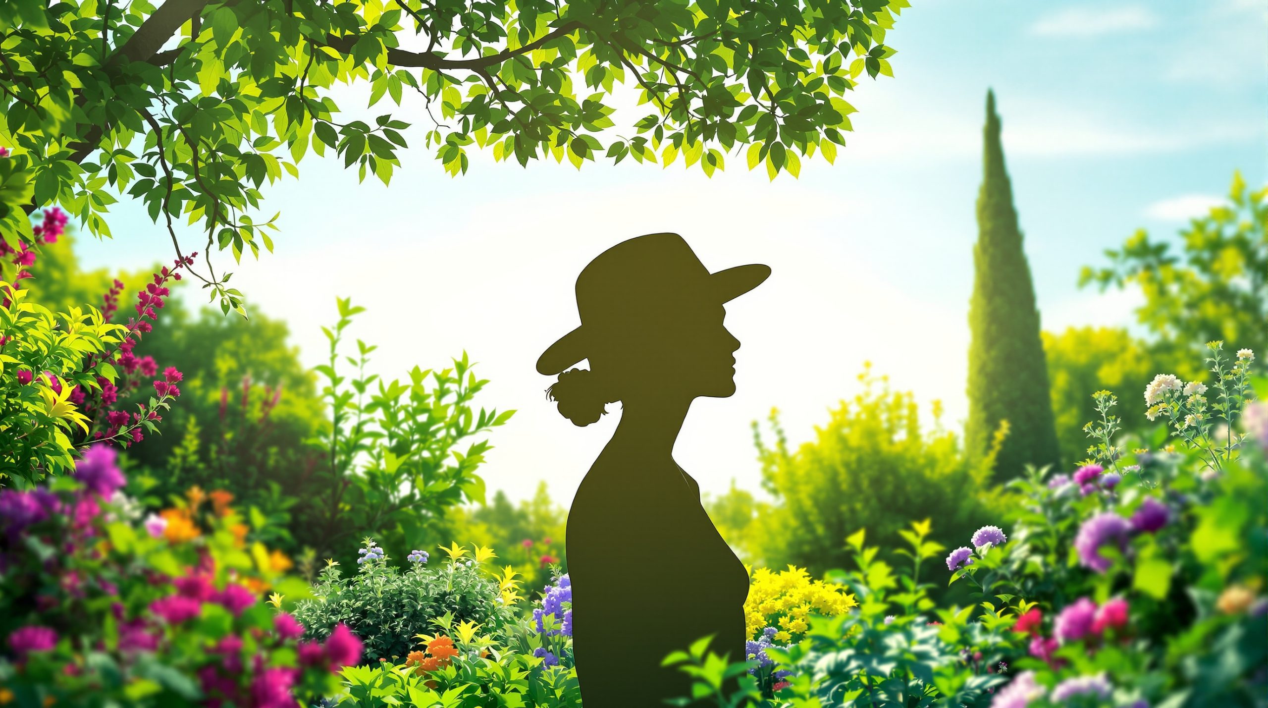 Jardinier parmi les arbustes
