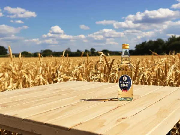 Bière et champs de céréales
