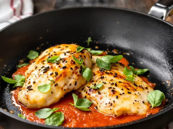poêle-poulet-sauce