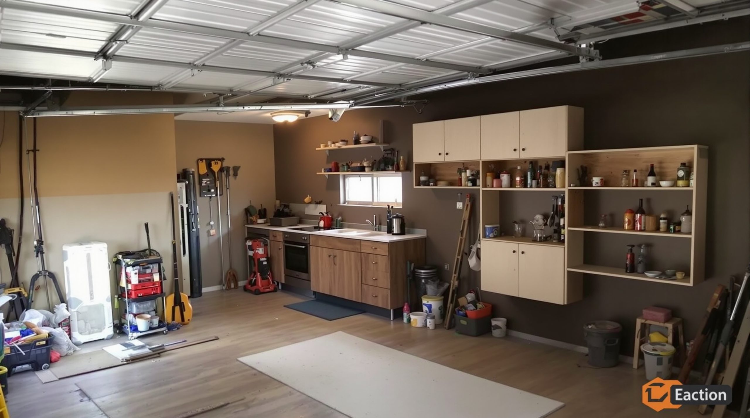 Transformation d'un garage en studio autonome.