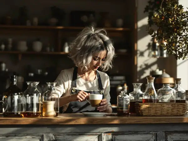 Café intemporel sans visage