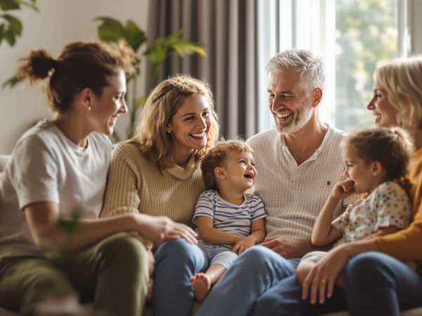 Famille-Discutant-Salon-Lumineux