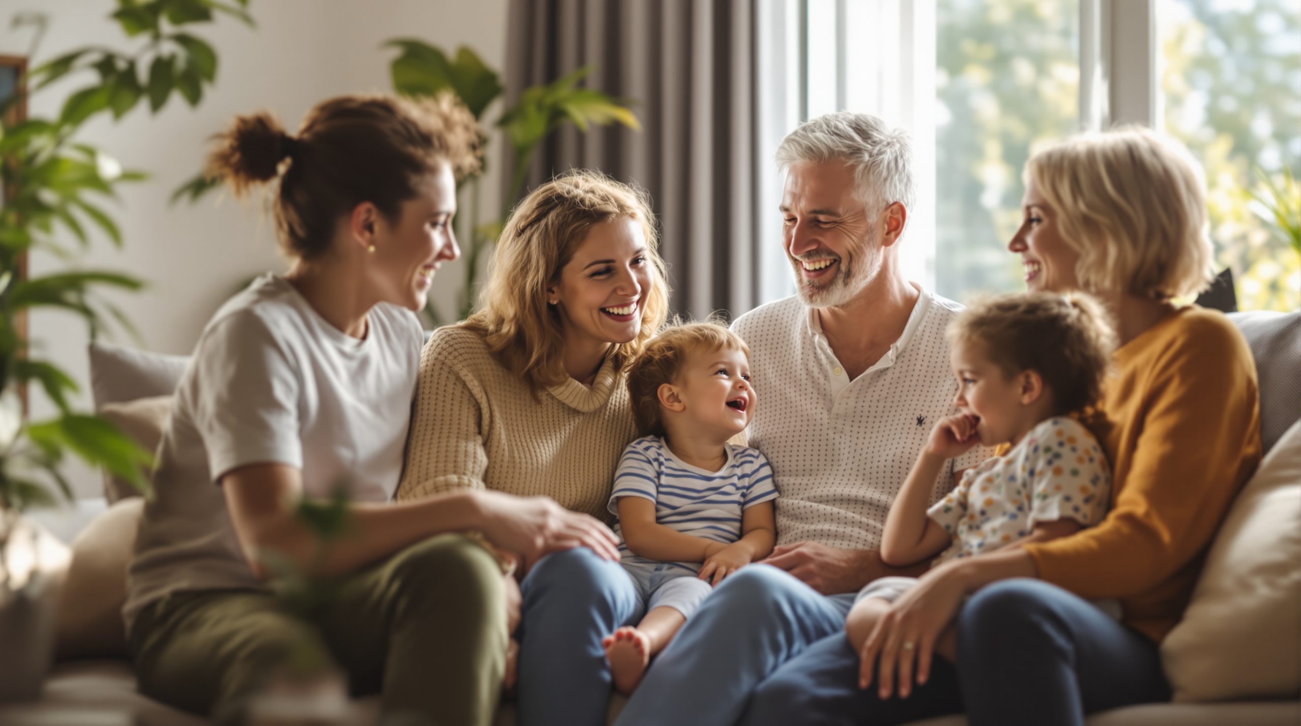 Famille-Discutant-Salon-Lumineux